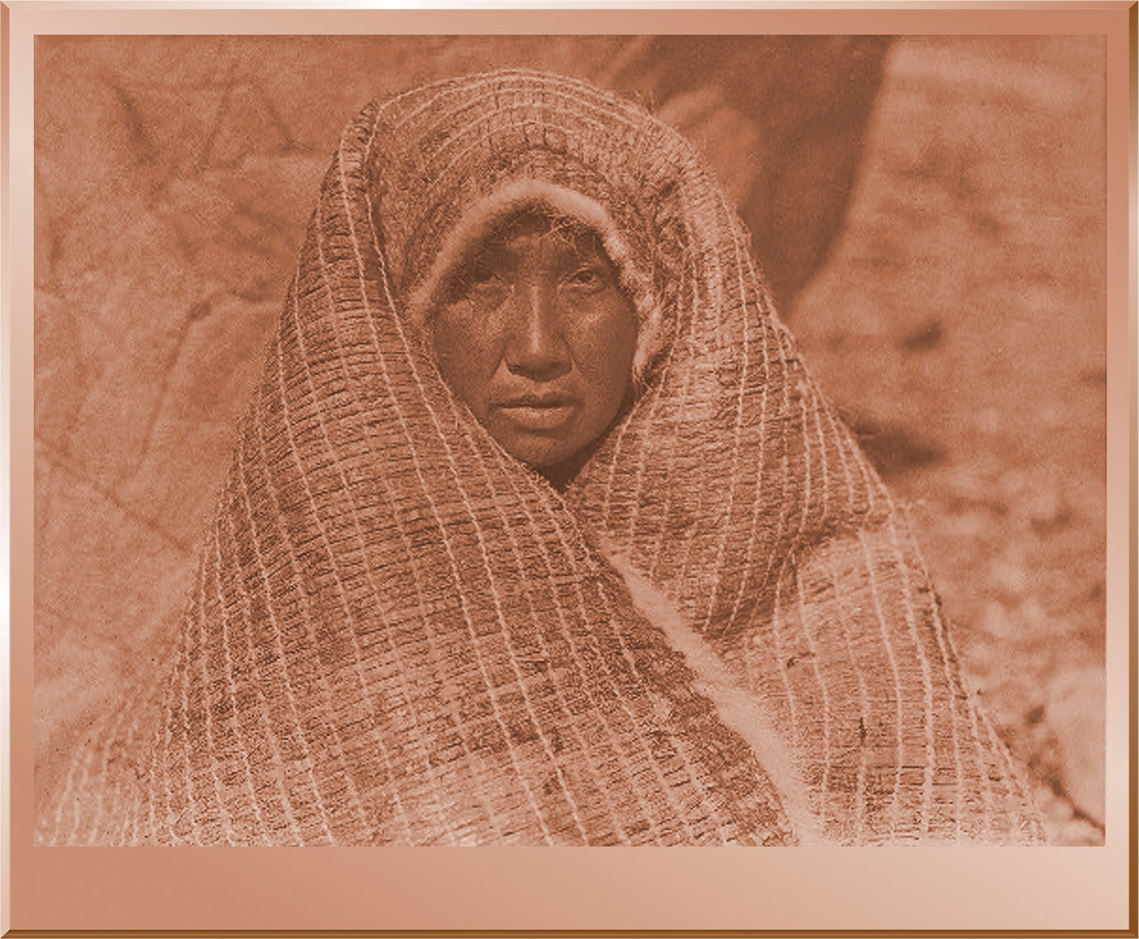 Nootka Woman Wearing Cedar Bark Blanket