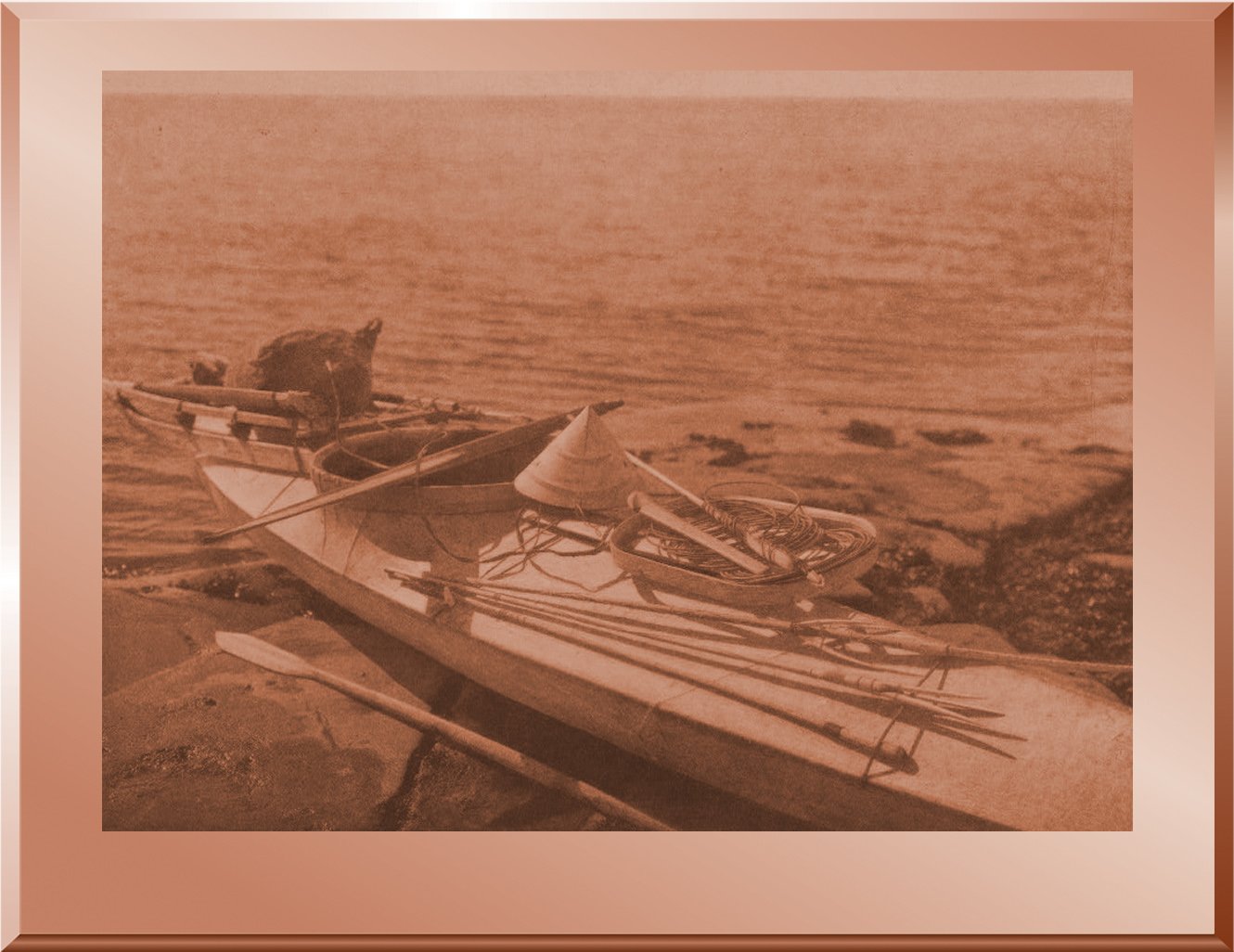 Kaiak with Seal Hunting Equipment - Nunivak